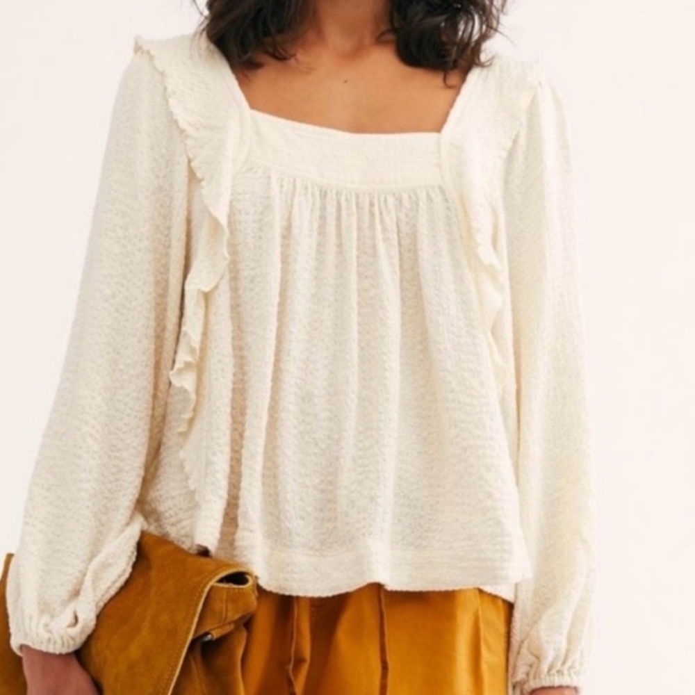 Free People Bonnie Blouse Cream Medium
